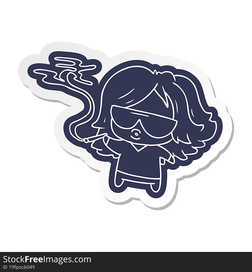 cartoon sticker cute kawaii smoking a joint