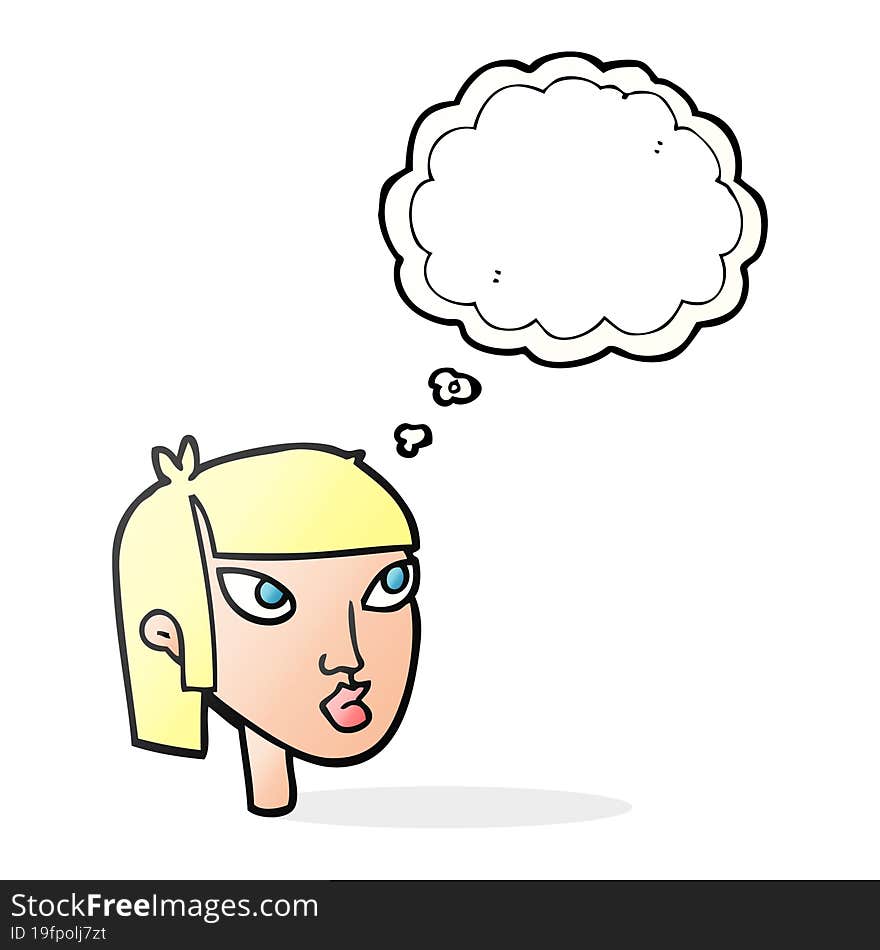 Thought Bubble Cartoon Female Face