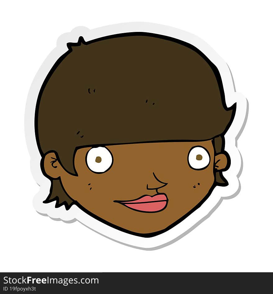 Sticker Of A Cartoon Happy Female Face