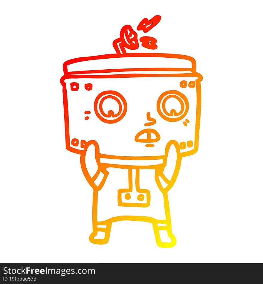 warm gradient line drawing of a cartoon robot