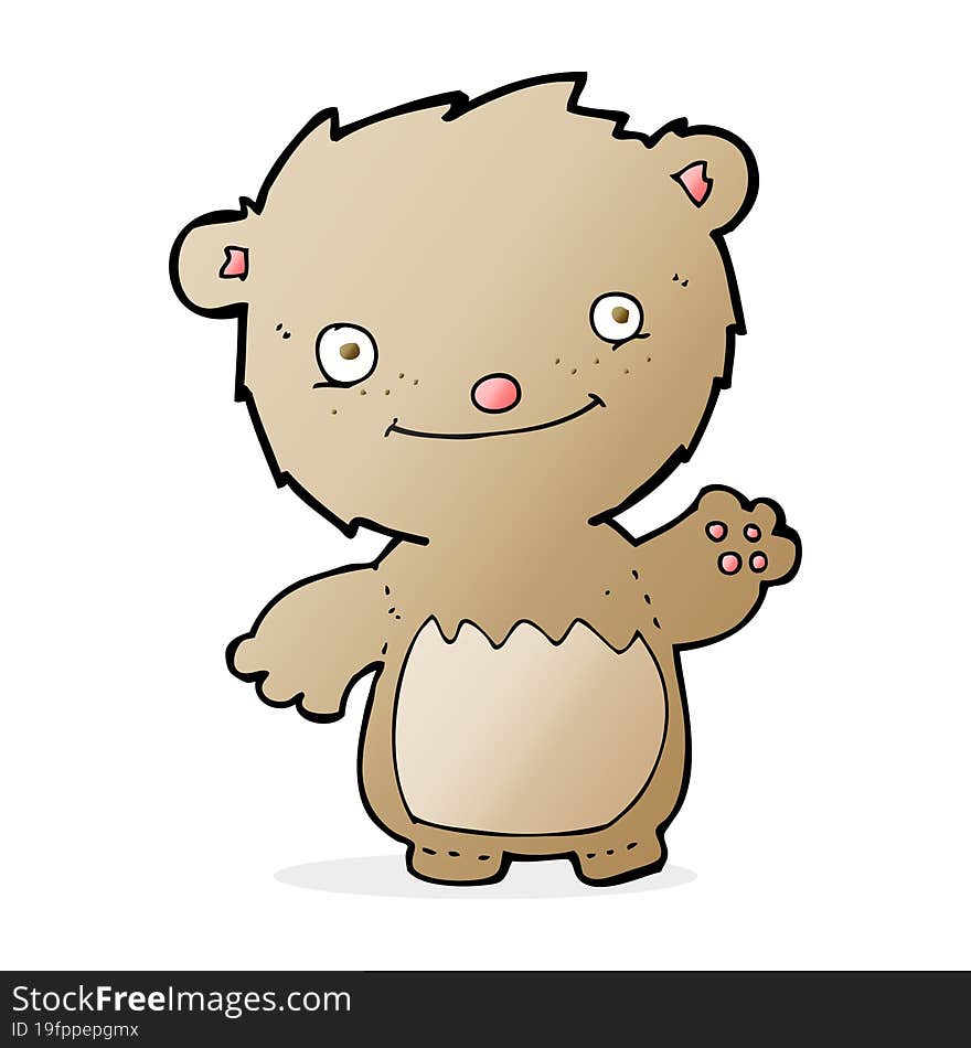 Cartoon Waving Teddy Bear