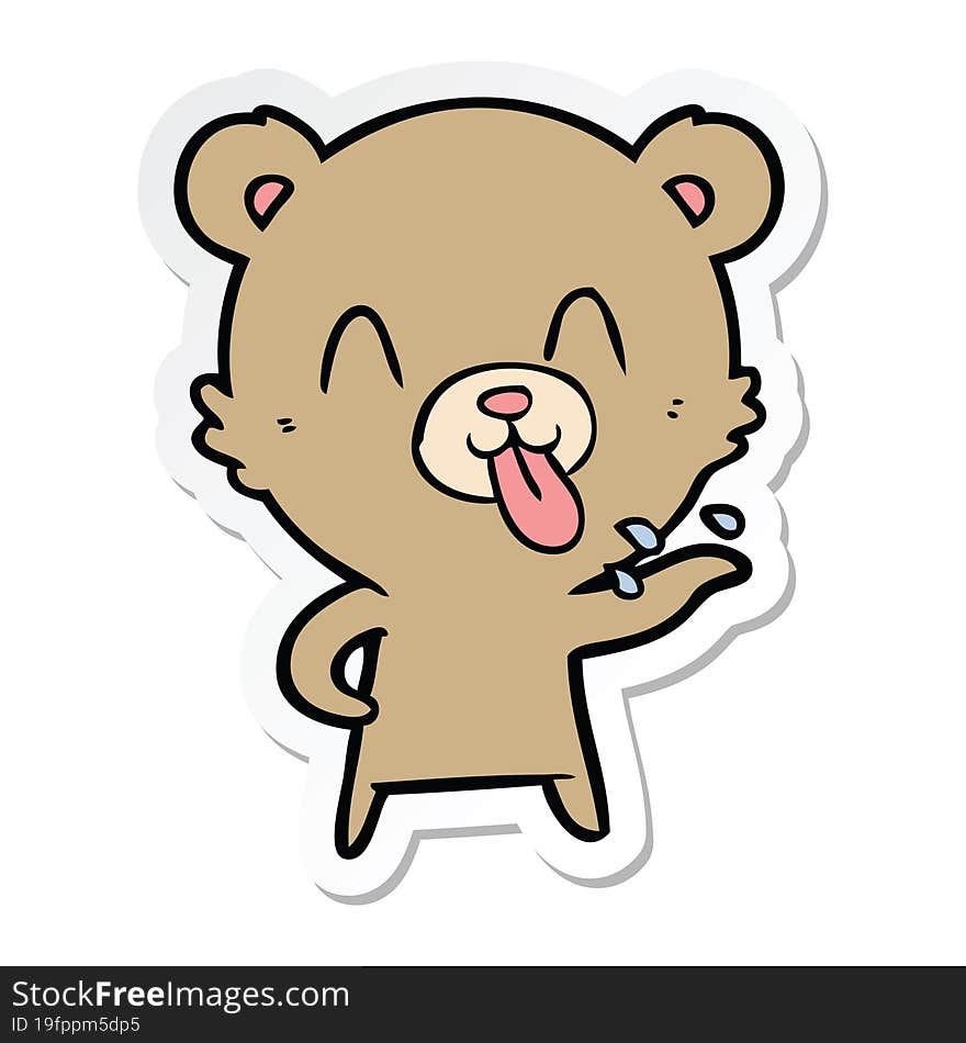 sticker of a rude cartoon bear