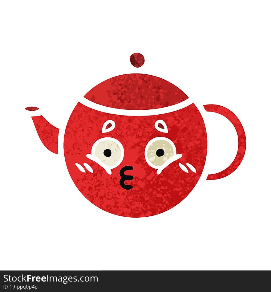 retro illustration style cartoon teapot