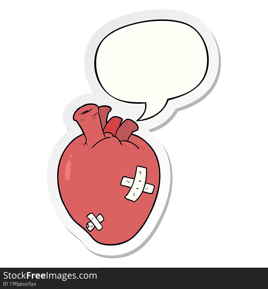 cartoon heart with speech bubble sticker. cartoon heart with speech bubble sticker