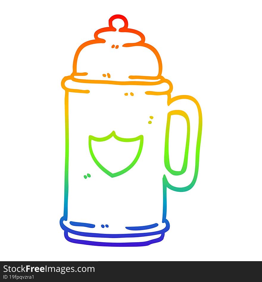 Rainbow Gradient Line Drawing Cartoon Golden Tankard