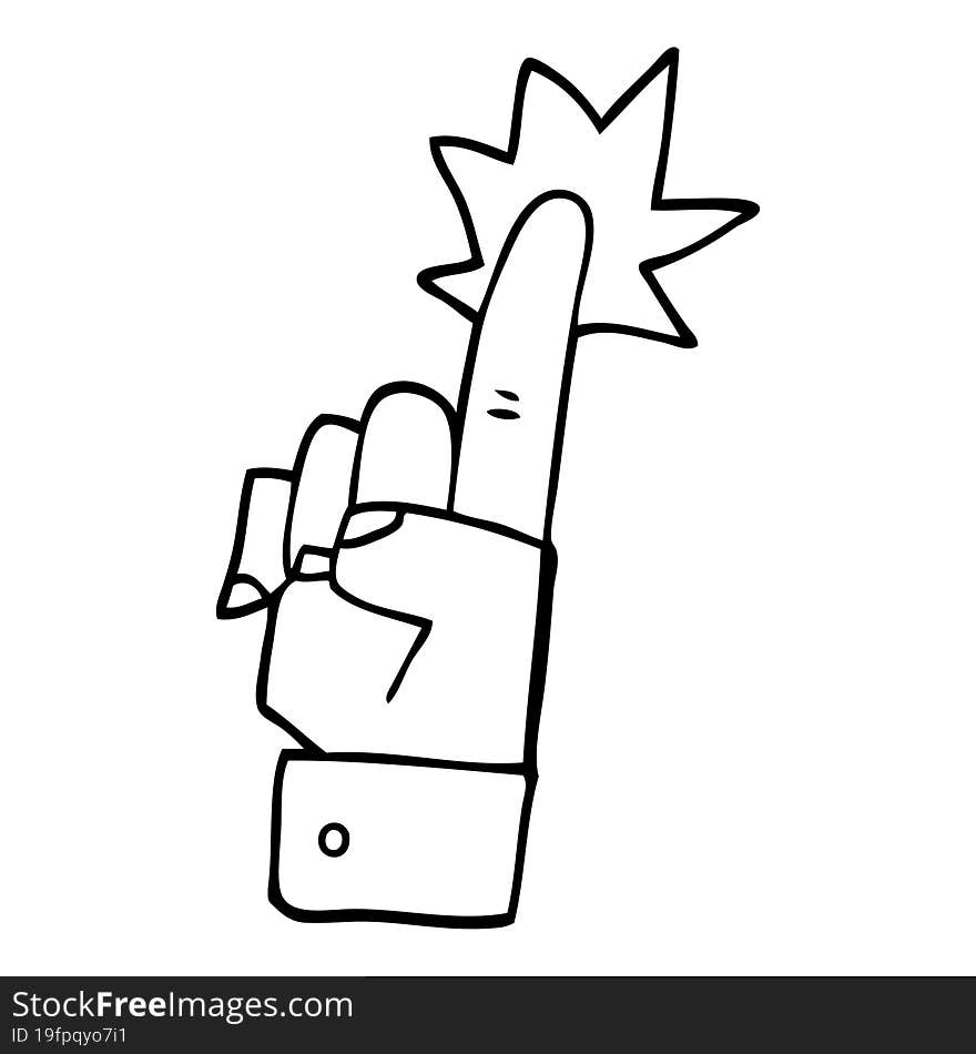 Line Drawing Cartoon Pointing Hand