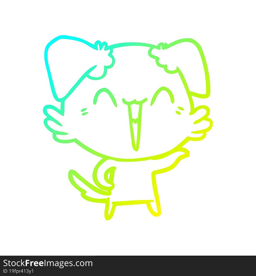 cold gradient line drawing happy little dog cartoon