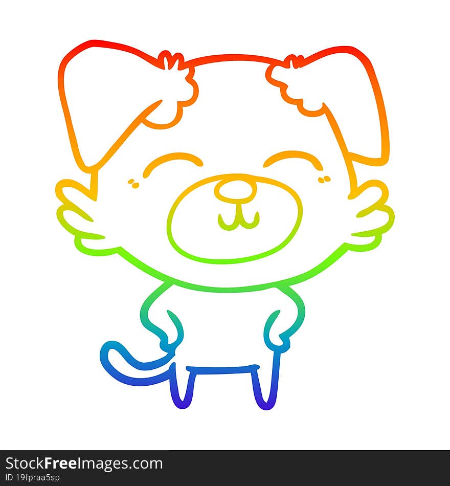 Rainbow Gradient Line Drawing Cartoon Dog