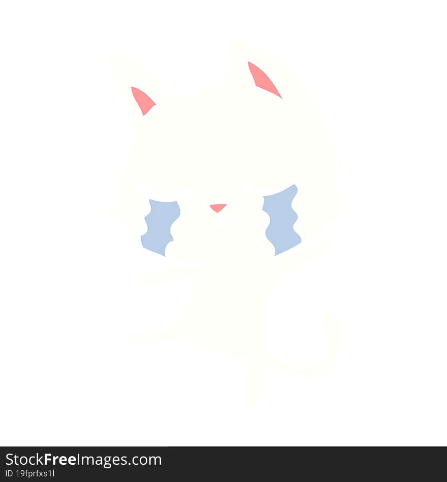 crying flat color style cartoon cat performing a dance