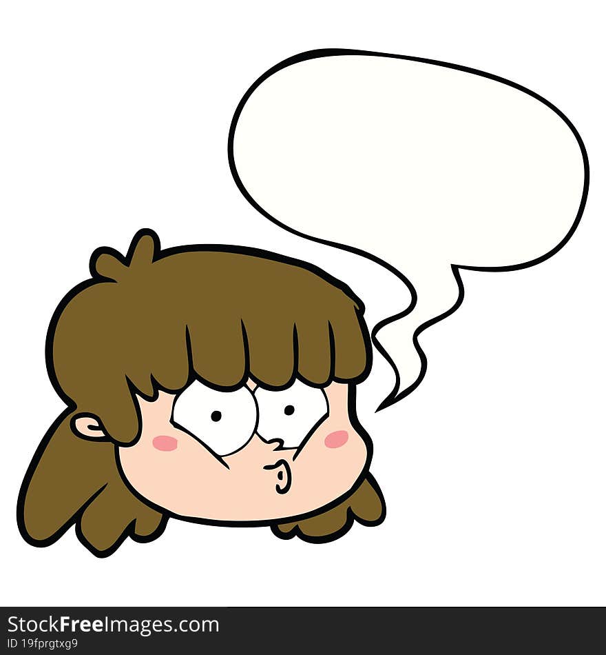 Cartoon Female Face And Speech Bubble