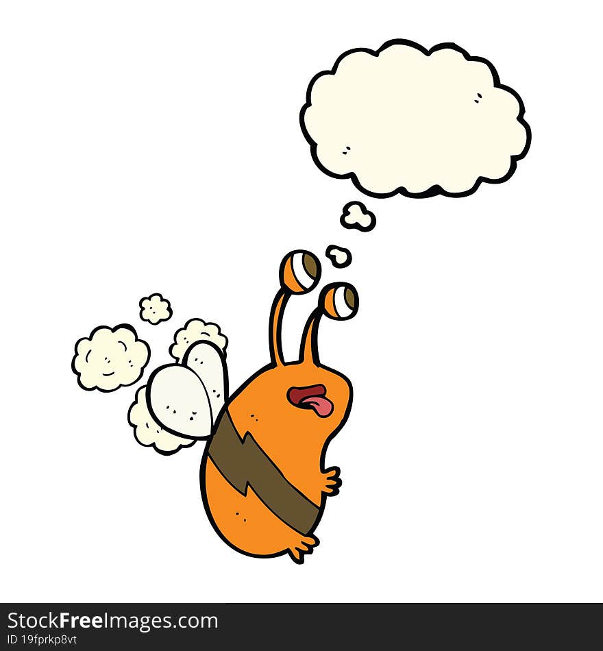 cartoon funny bee with thought bubble