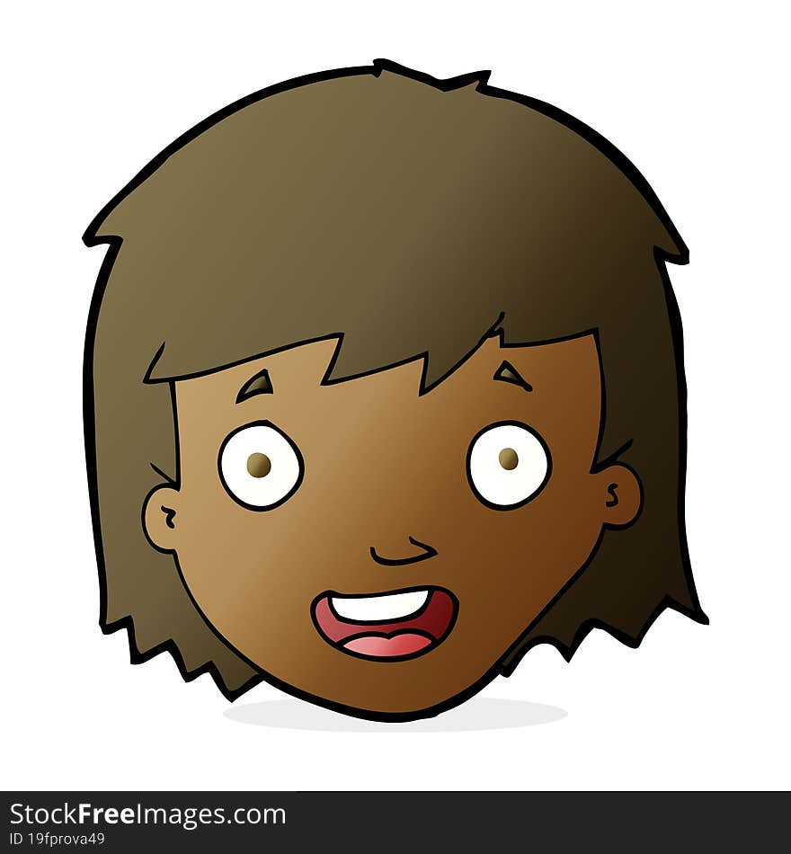 cartoon happy female face