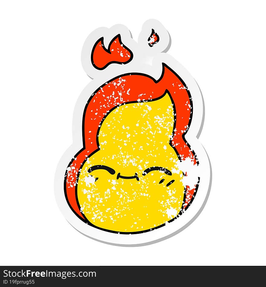 distressed sticker cartoon of cute kawaii fire flame