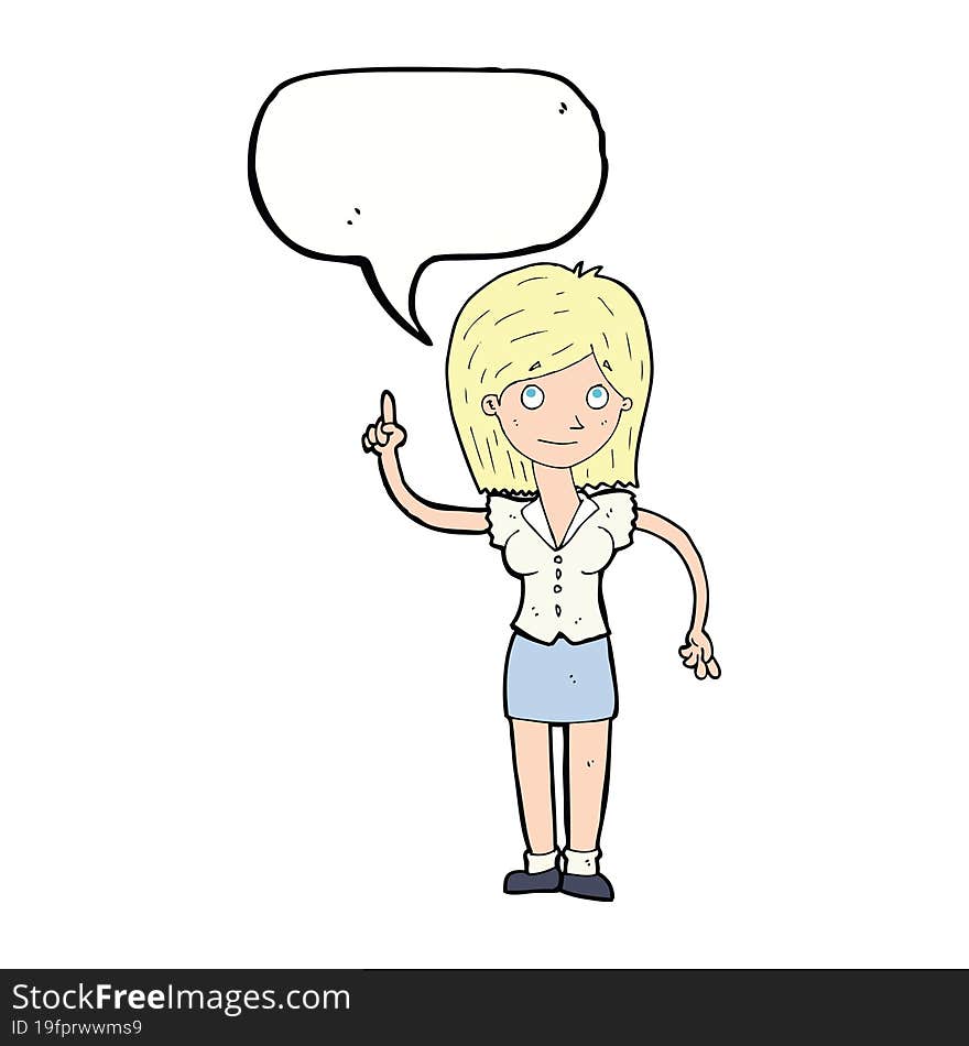 cartoon woman with idea with speech bubble