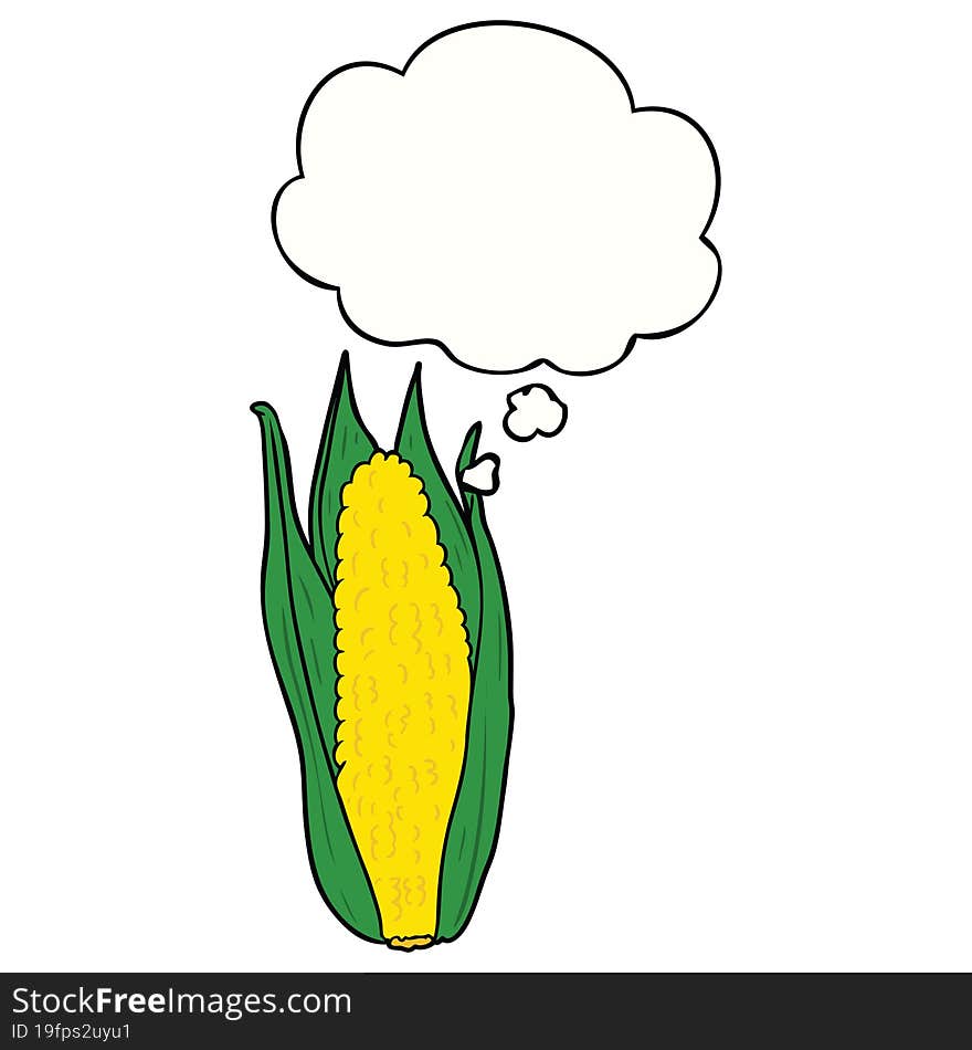 Cartoon Corn And Thought Bubble