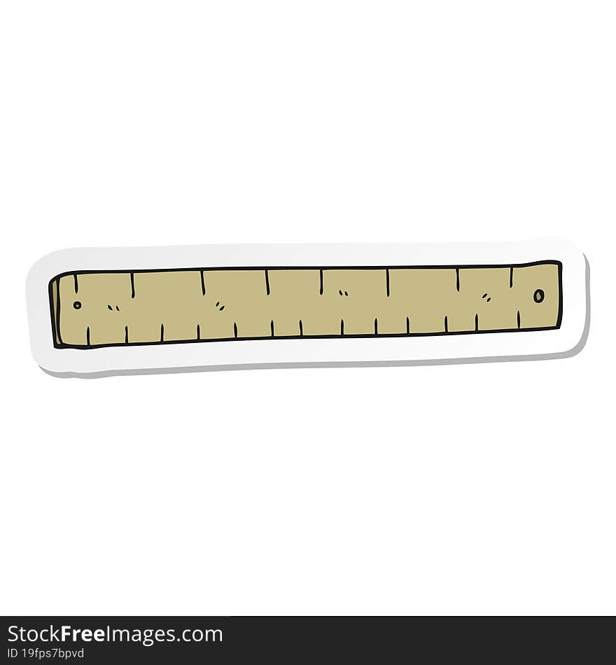 sticker of a cartoon wooden ruler