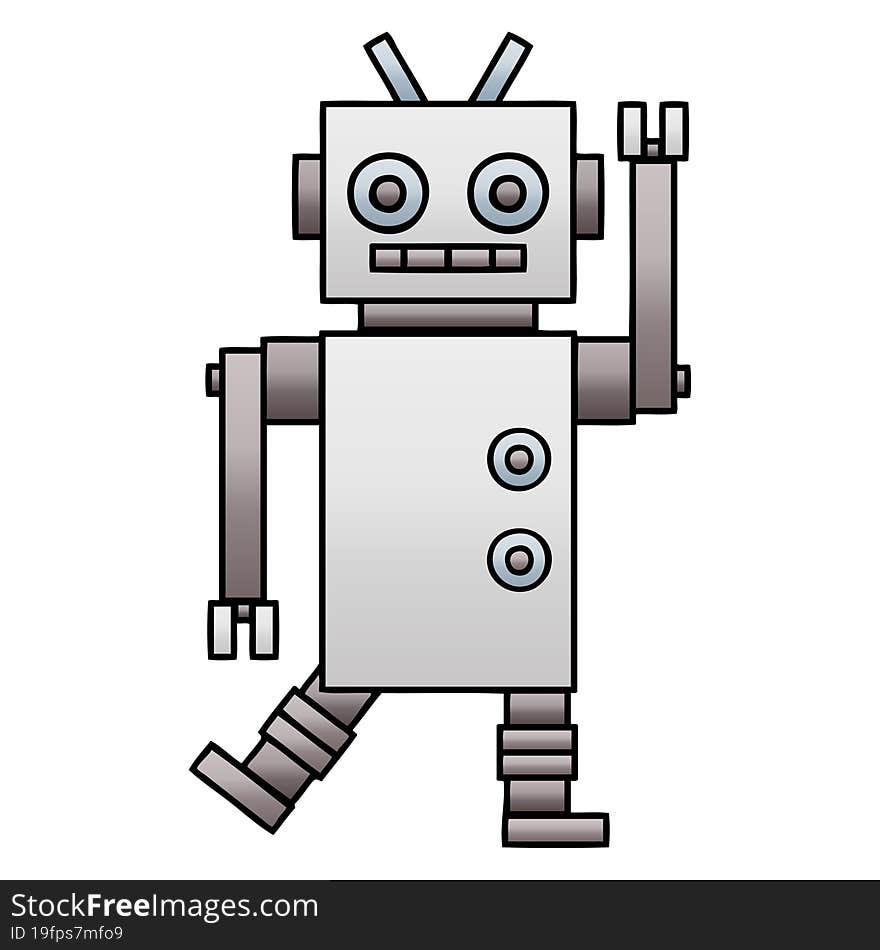 gradient shaded cartoon dancing robot