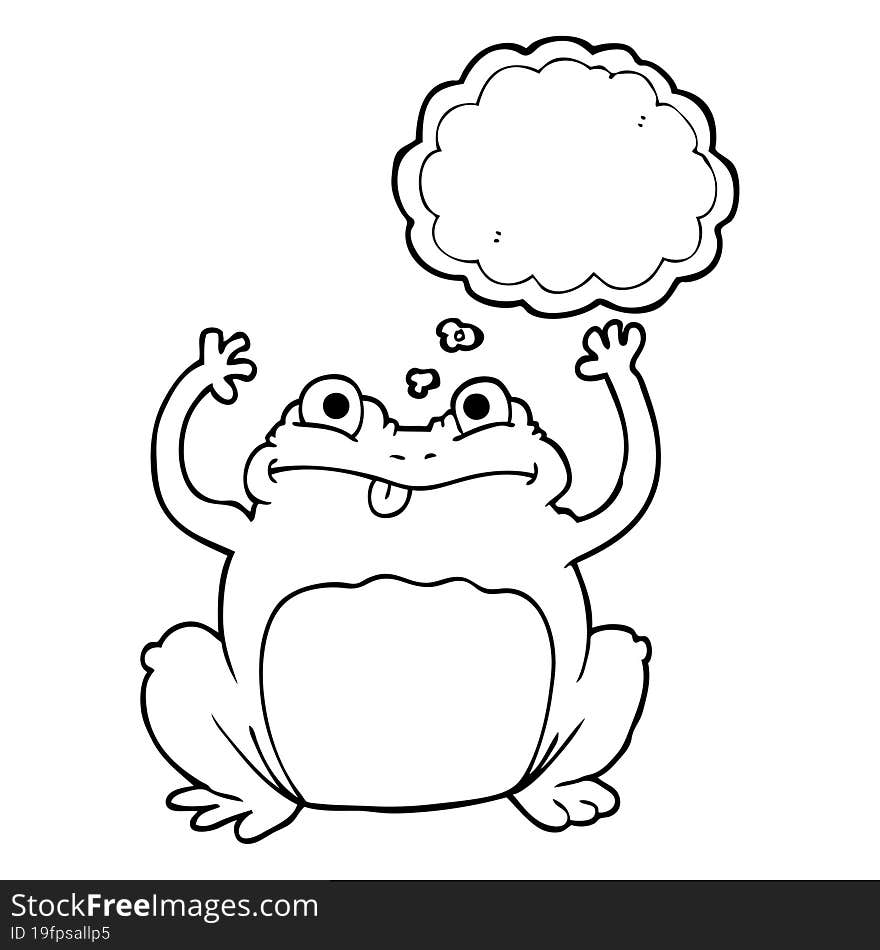 freehand drawn thought bubble cartoon funny frog