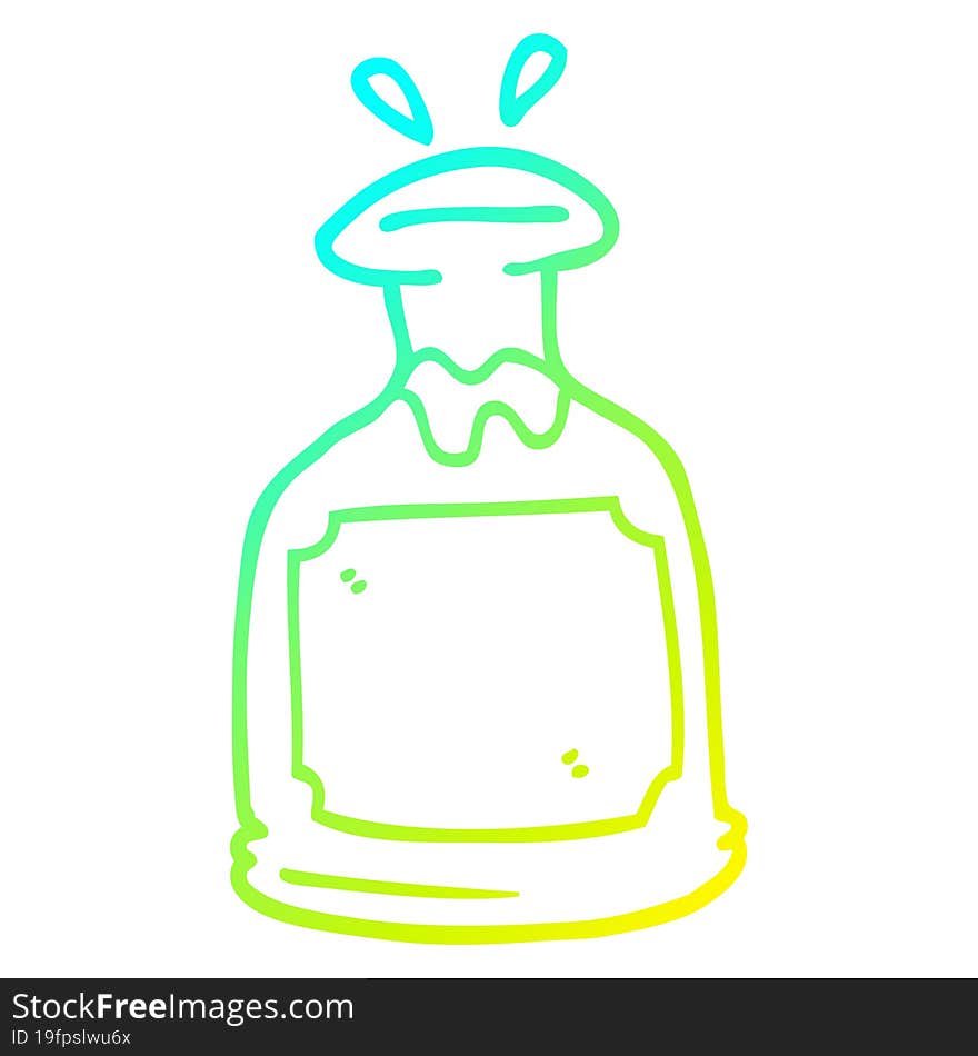 cold gradient line drawing of a cartoon whiskey decanter