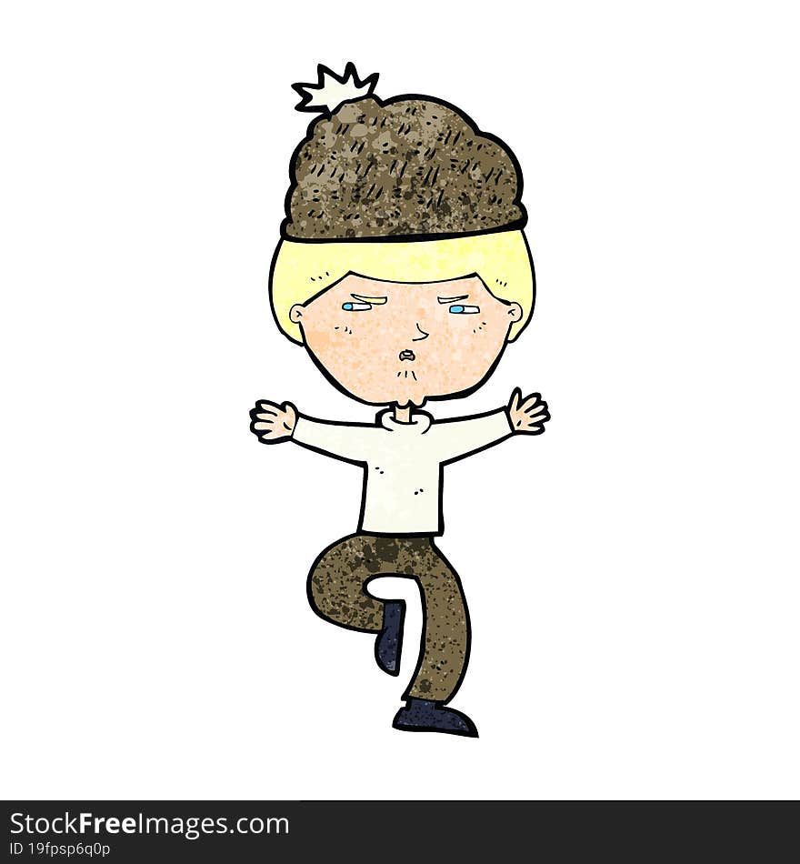 cartoon man wearing winter hat