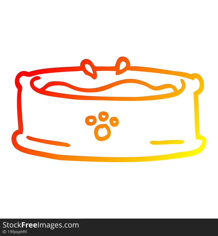 warm gradient line drawing cartoon pet bowl