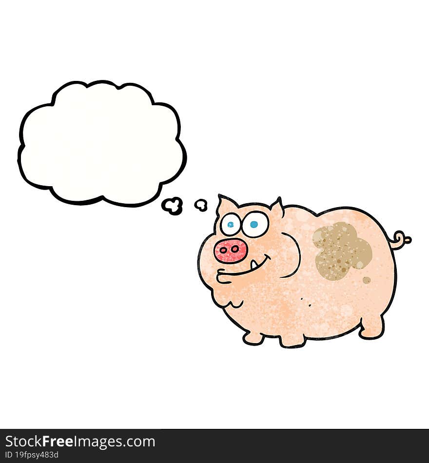 Thought Bubble Textured Cartoon Pig