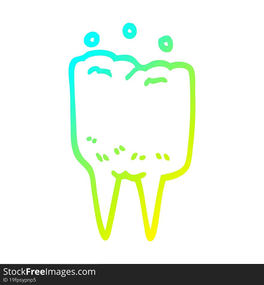 cold gradient line drawing cartoon tooth