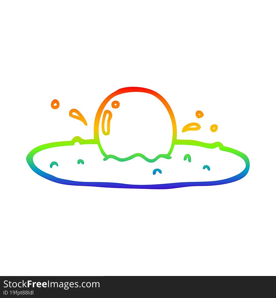 rainbow gradient line drawing cartoon fried egg