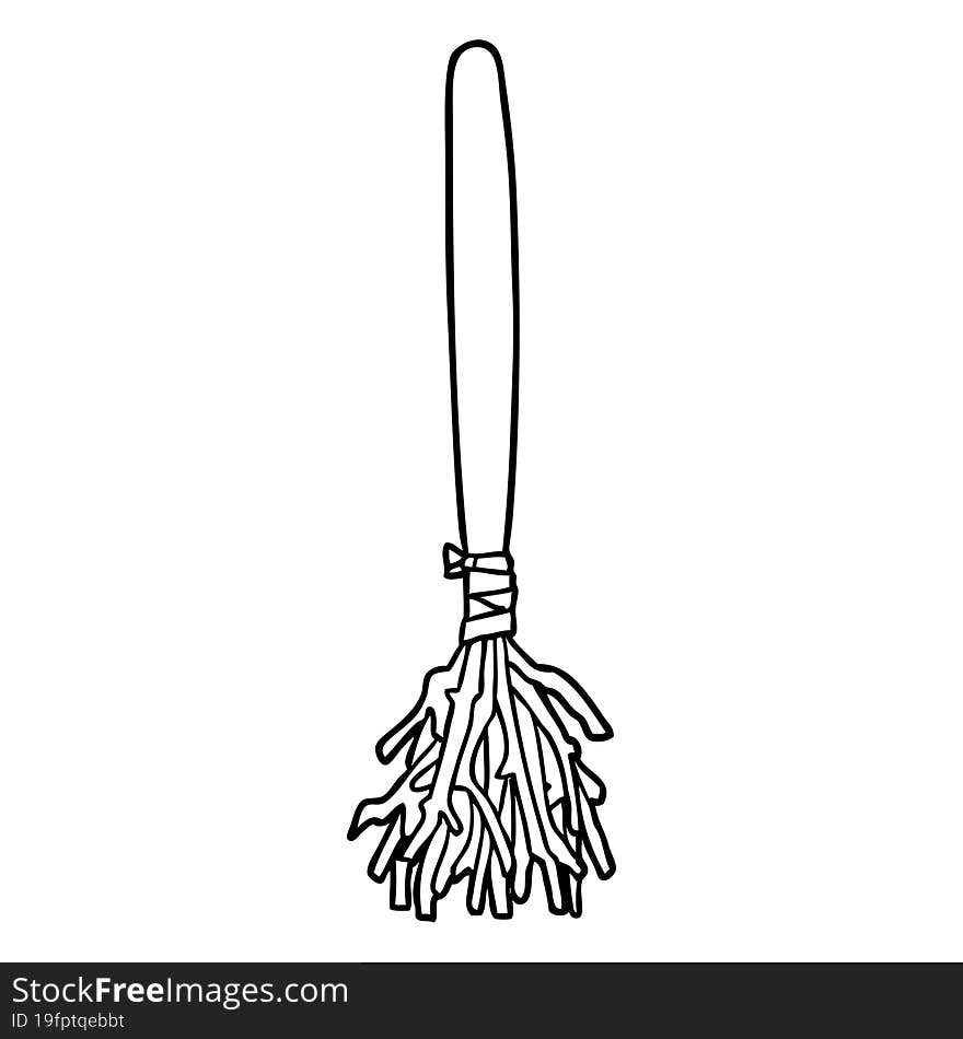 line drawing of a halloween witches broom. line drawing of a halloween witches broom