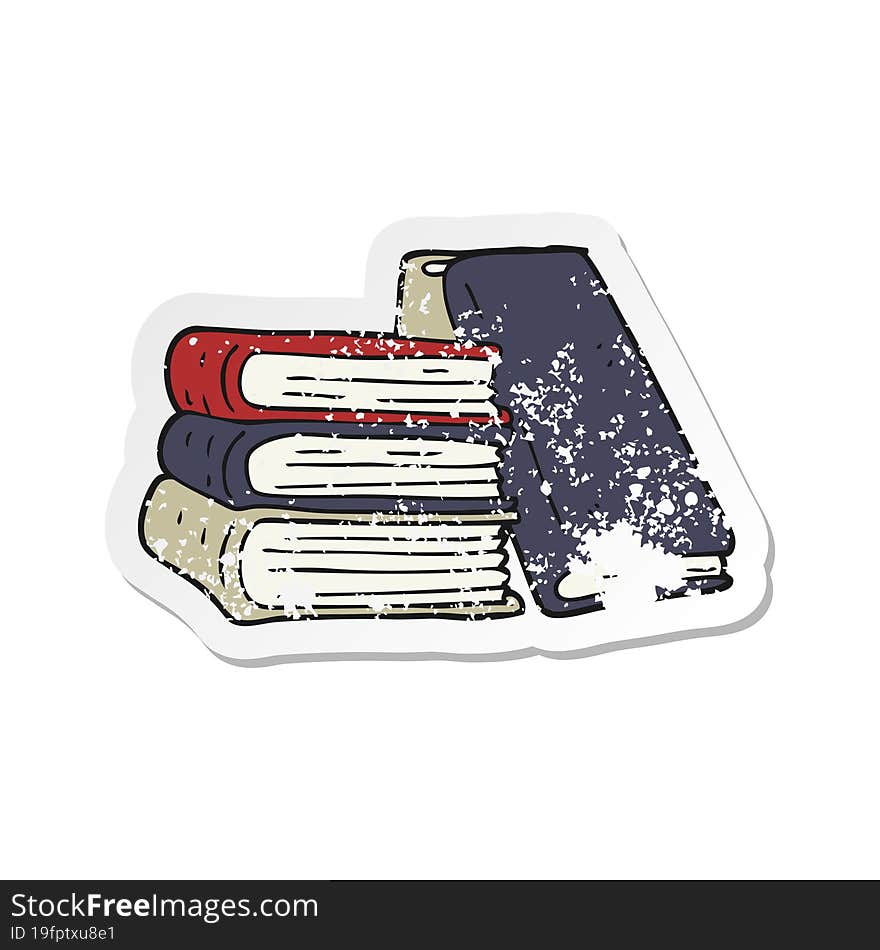 retro distressed sticker of a cartoon stack of books