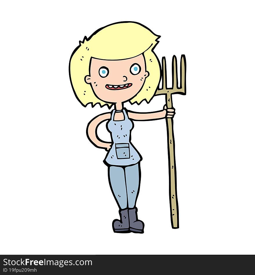 Cartoon Happy Farmer Girl