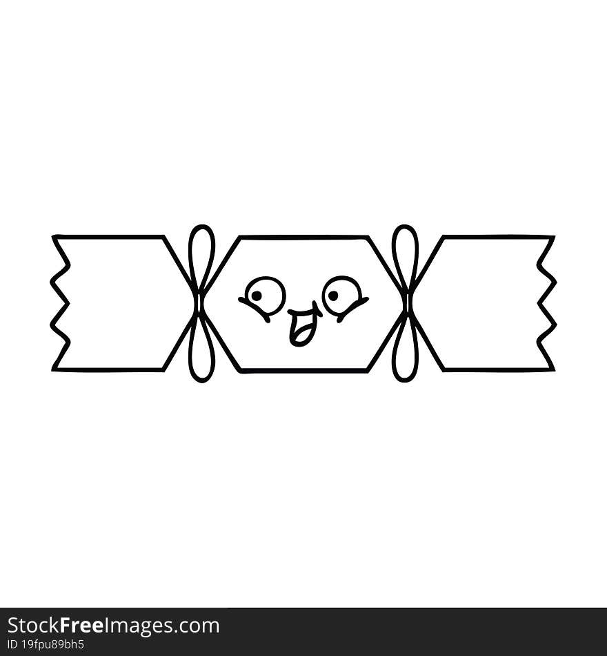 line drawing cartoon christmas cracker