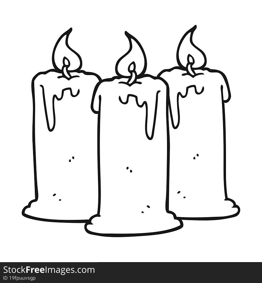 black and white cartoon burning candles