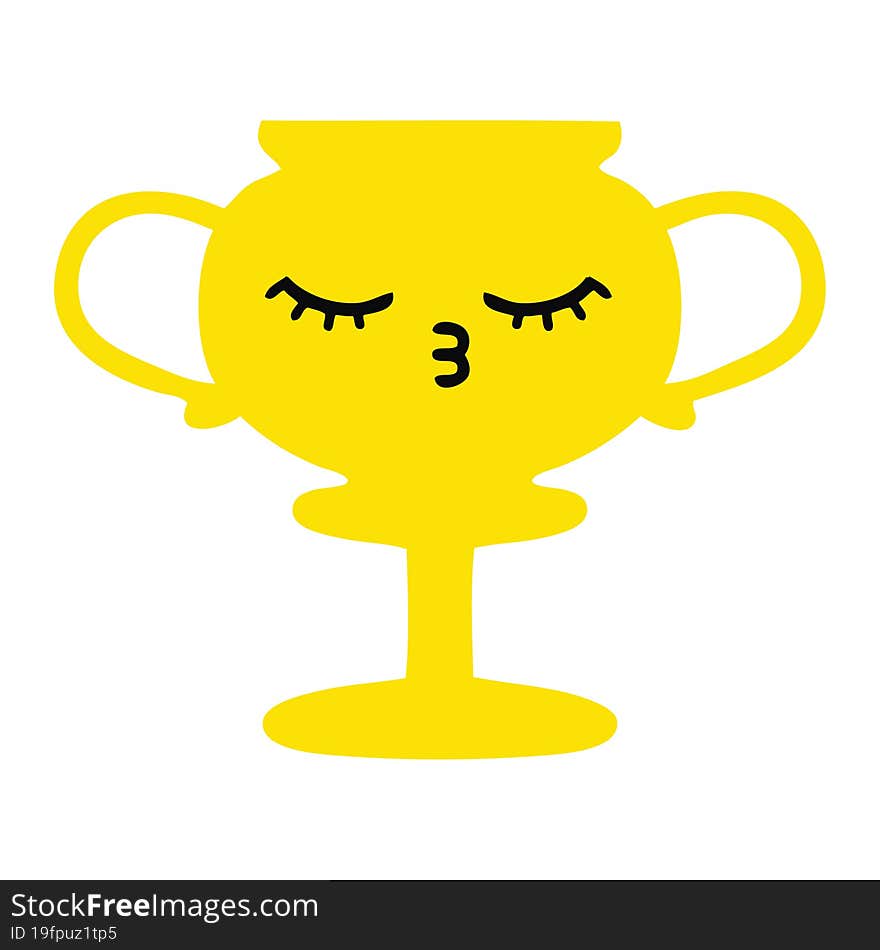 flat color retro cartoon trophy