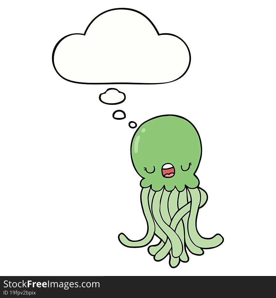 cartoon jellyfish with thought bubble. cartoon jellyfish with thought bubble