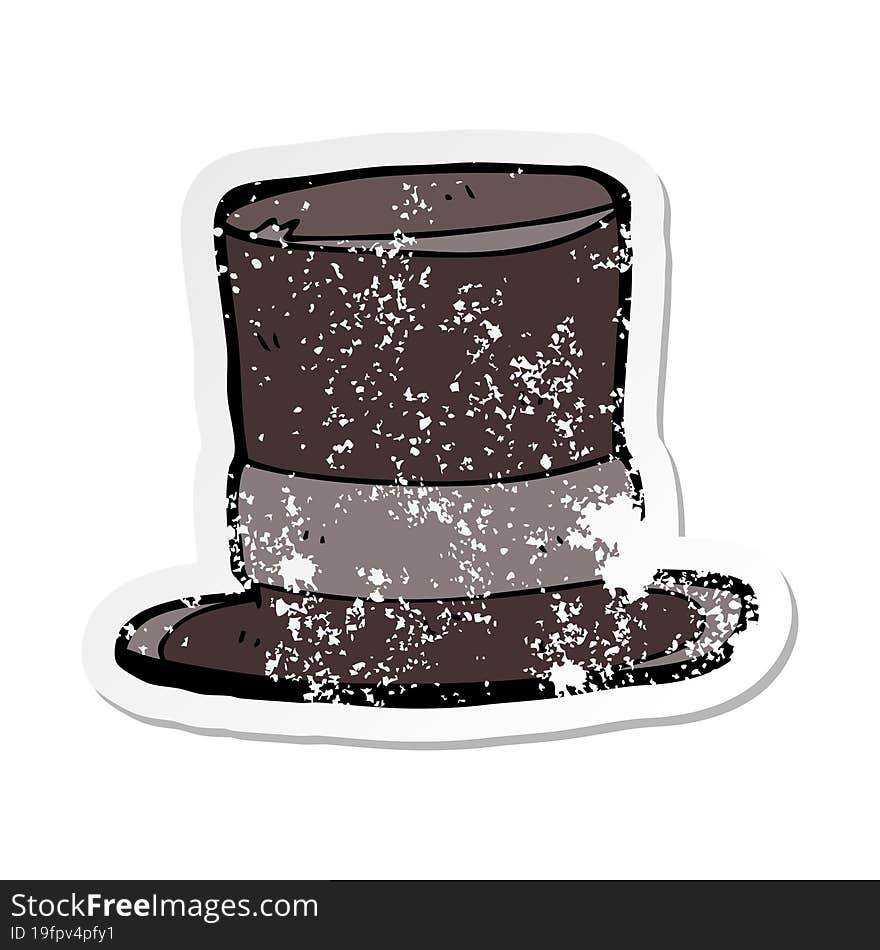 distressed sticker of a cartoon top hat