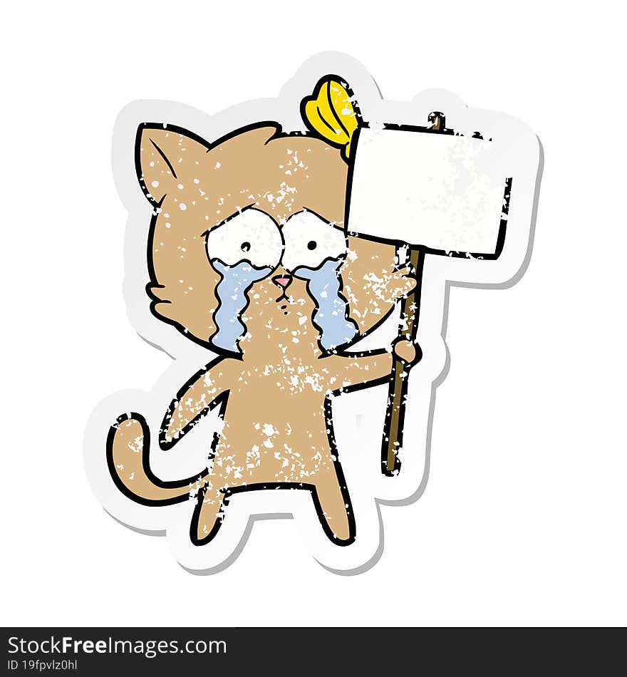 distressed sticker of a cartoon cat