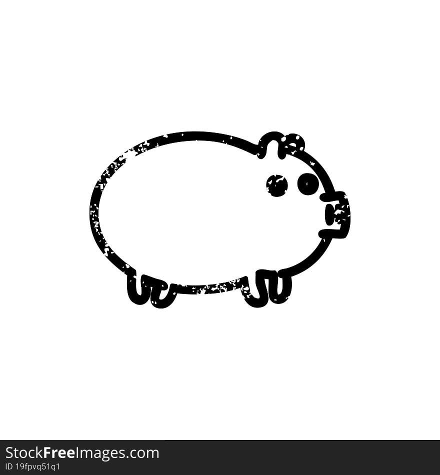 fat pig distressed icon symbol