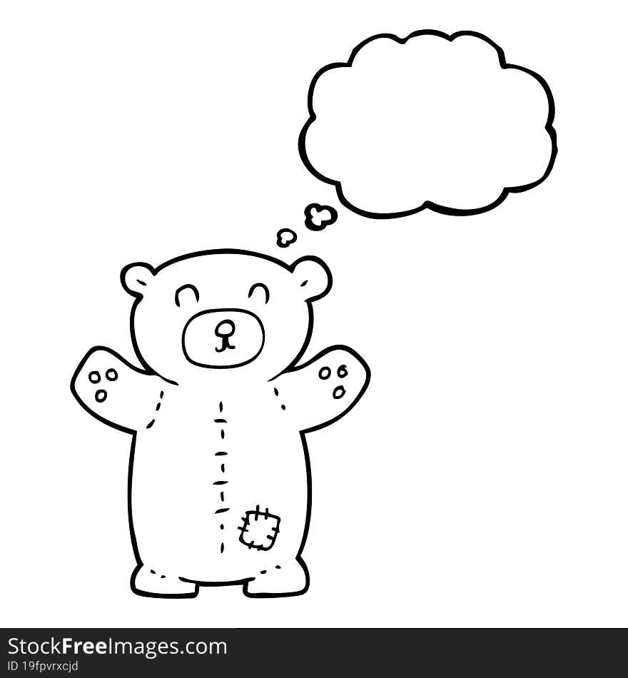 freehand drawn thought bubble cartoon teddy bear