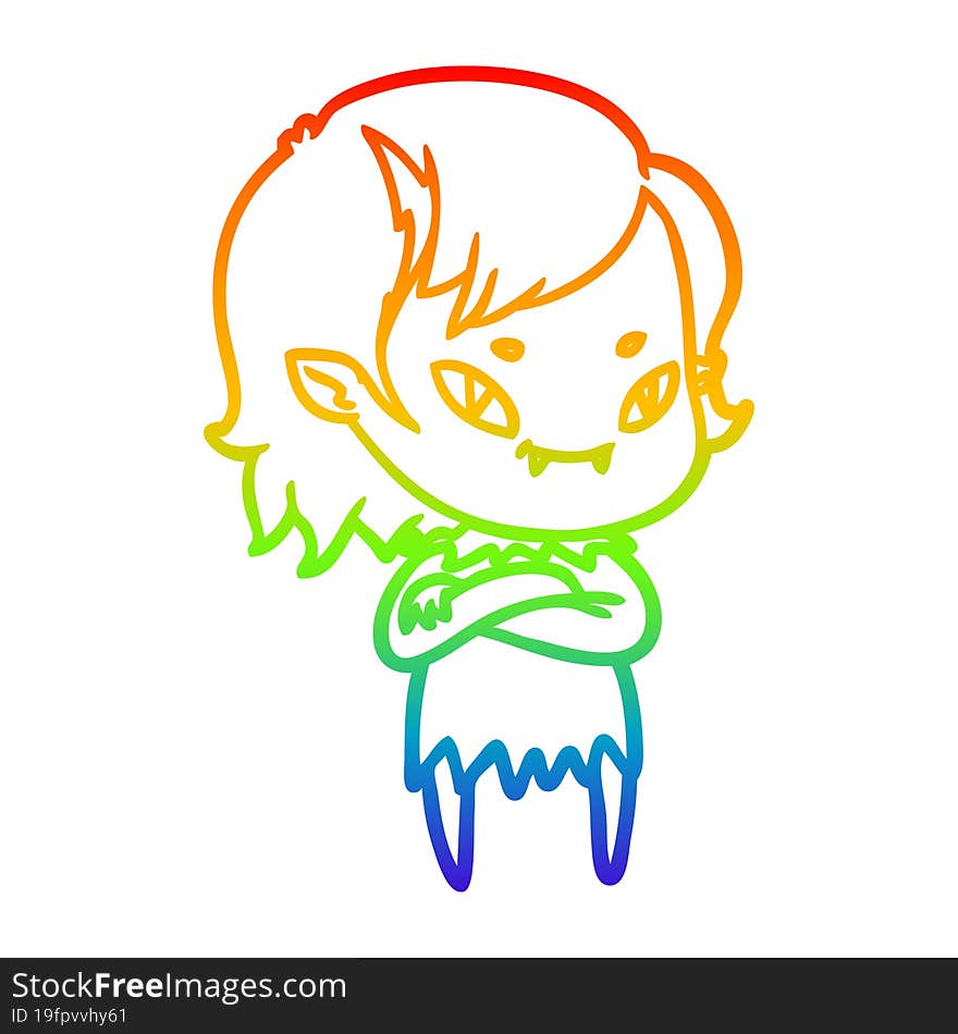 rainbow gradient line drawing cartoon friendly vampire girl