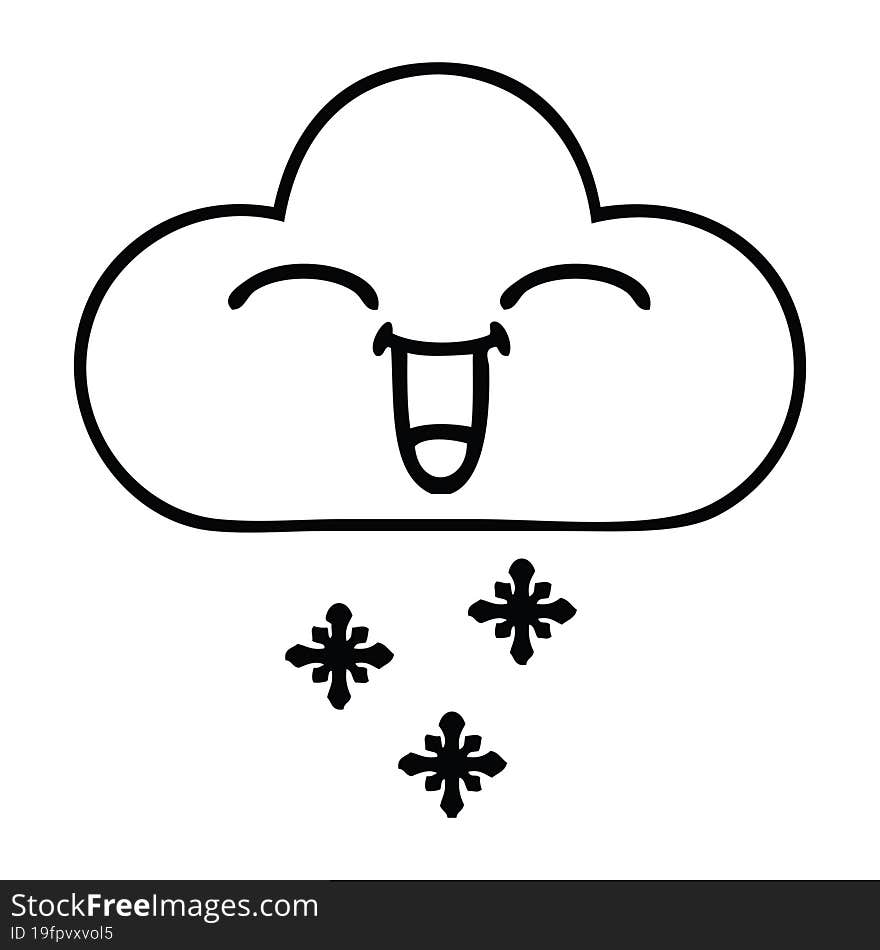 line drawing cartoon storm snow cloud