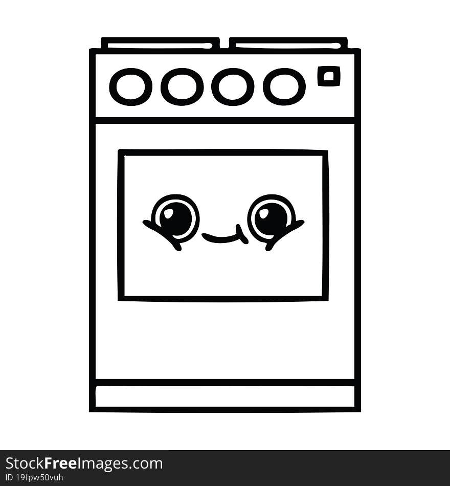 line drawing cartoon kitchen oven