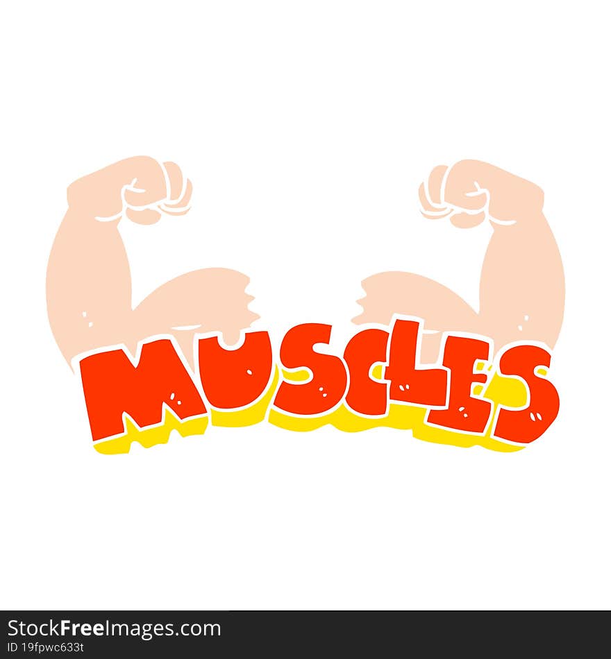 flat color illustration of a cartoon muscles symbol