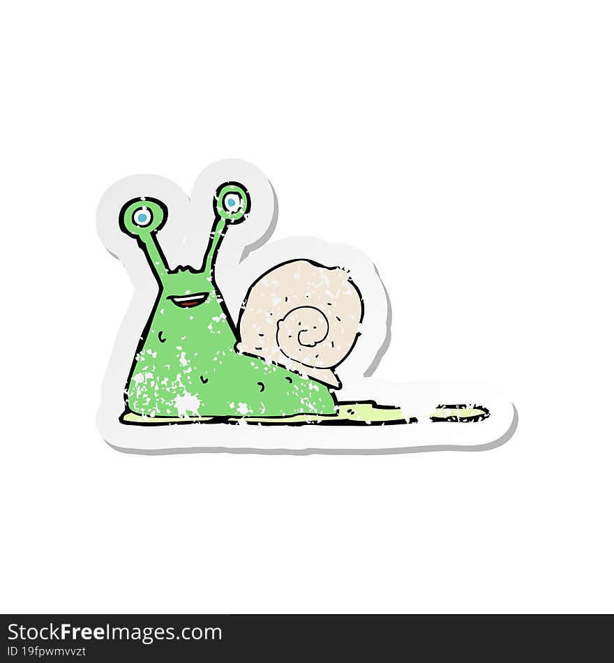 retro distressed sticker of a cartoon snail