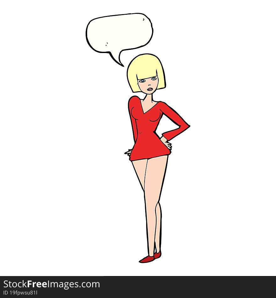 cartoon pretty woman with speech bubble