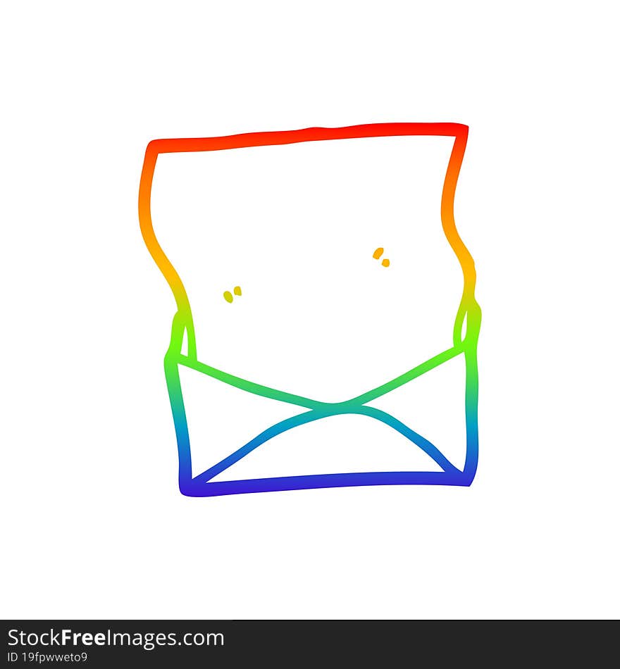 rainbow gradient line drawing cartoon letter and envelope