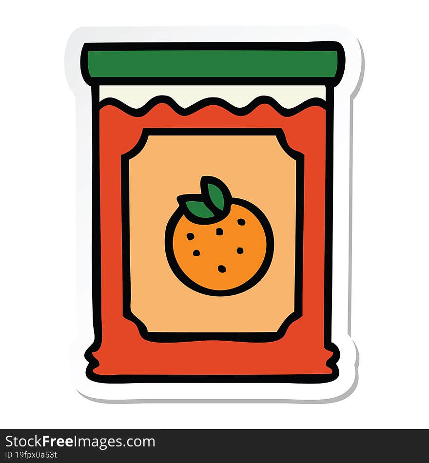 Sticker Of A Quirky Hand Drawn Cartoon Jar Of Marmalade