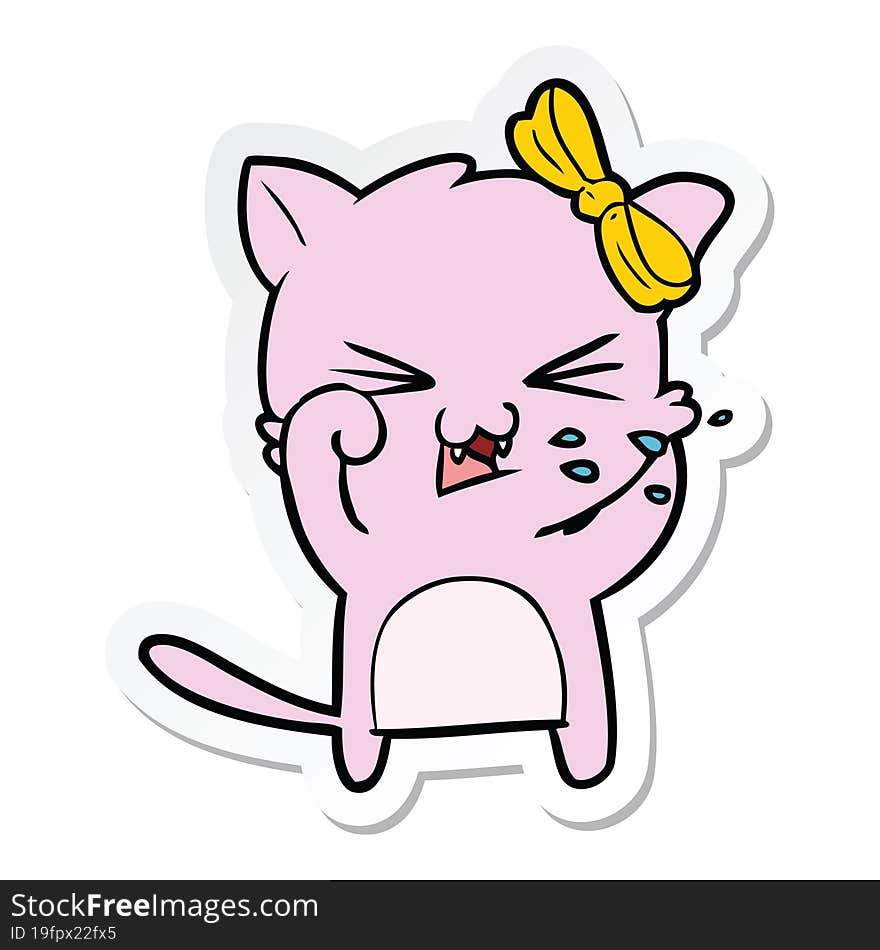 sticker of a cartoon cat