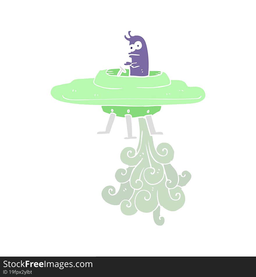 flat color illustration of a cartoon flying saucer