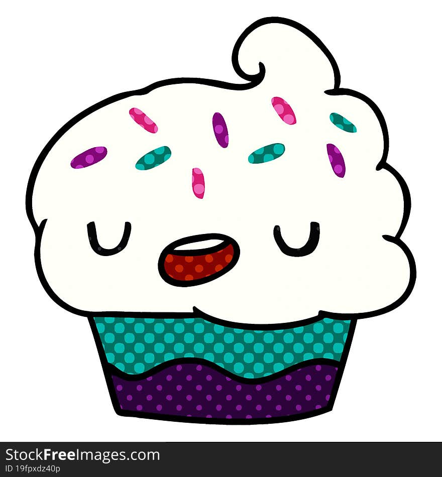 cartoon illustration kawaii of a cute cupcake. cartoon illustration kawaii of a cute cupcake